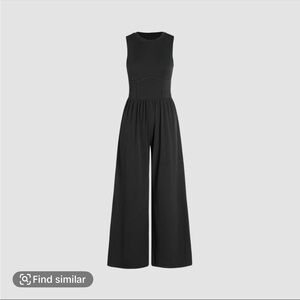 Cider Black Wide-Leg Jumpsuit with Fitted Bodice